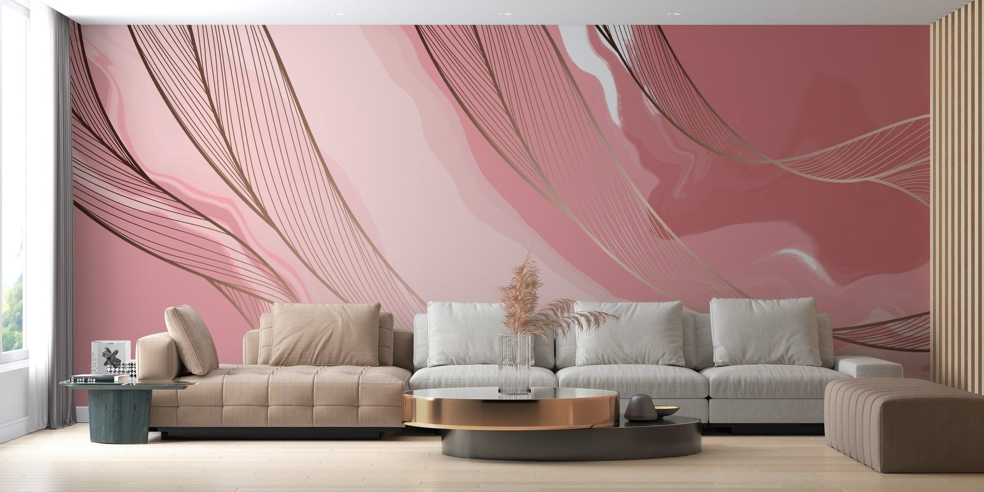 Pink gold marble peel-and-stick wallpaper B022