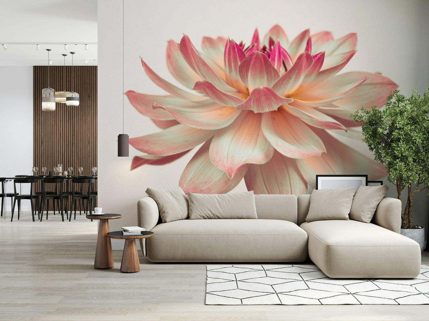 Pink Dahlia wall mural stunning flower petal texture imagery print., GD7096