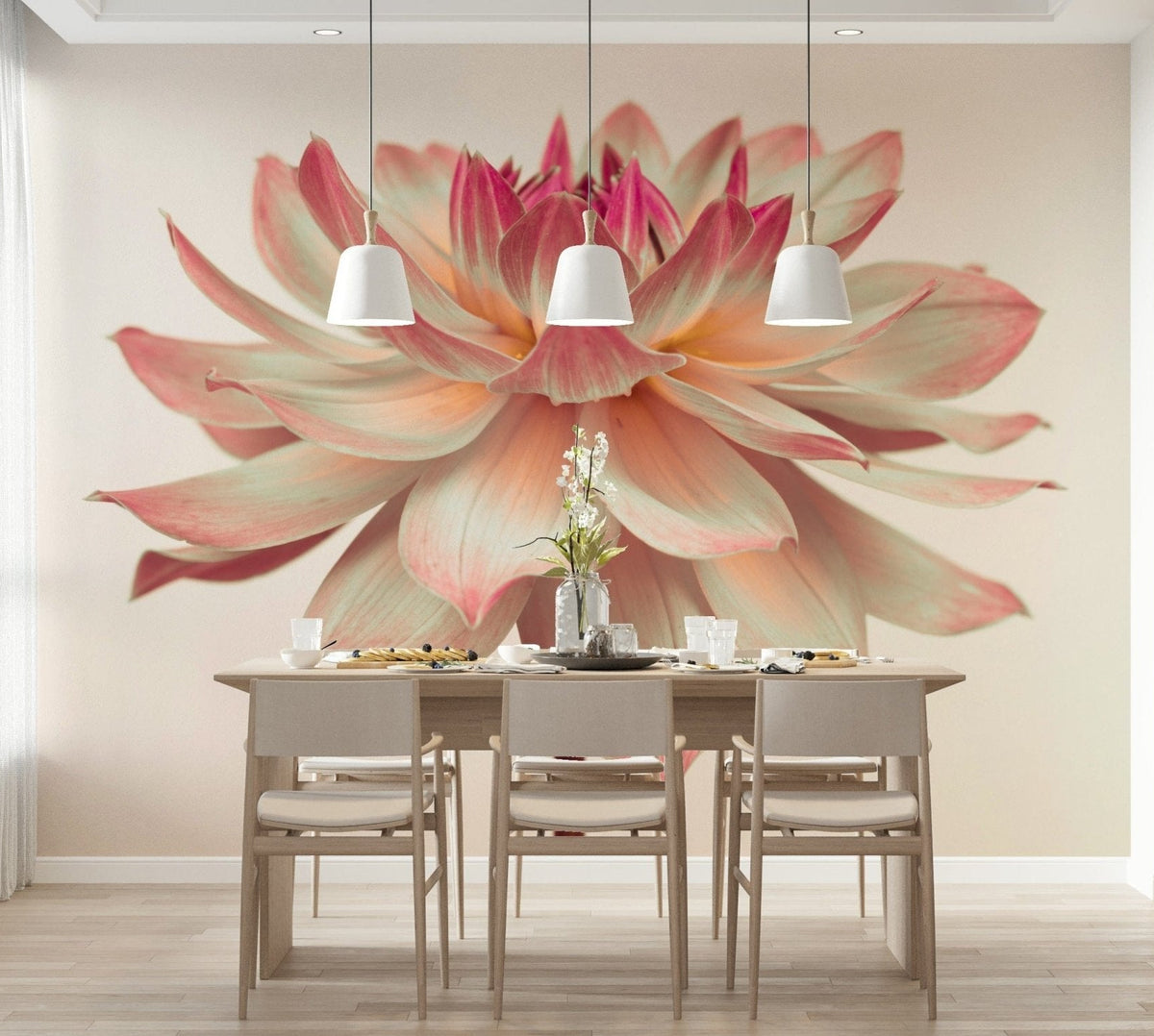 Single stem Pink Dahlia wallcovering texture natural marine landscape., GD7096
