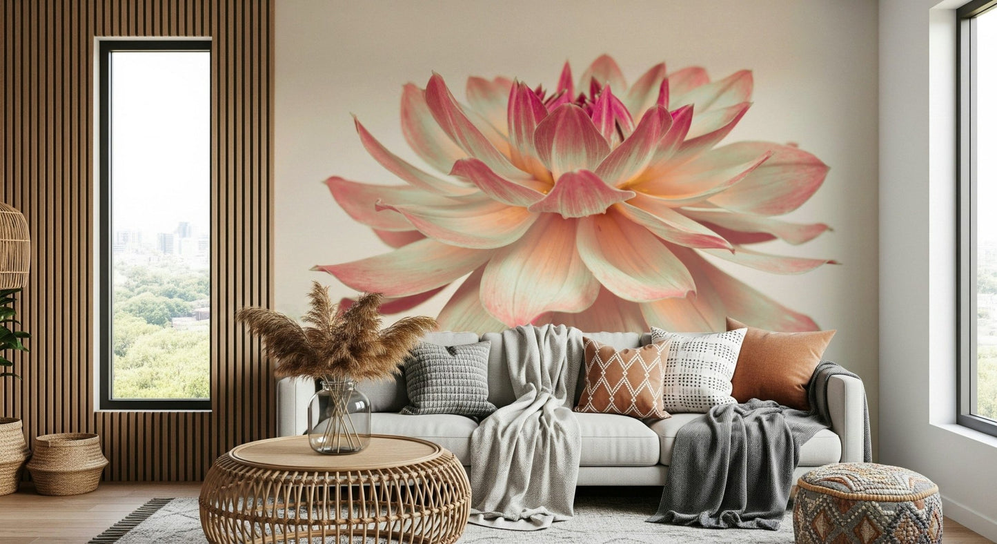 Gorgeous Pink Dahlia wallpaper for walls large bloom close-up decor., GD7096