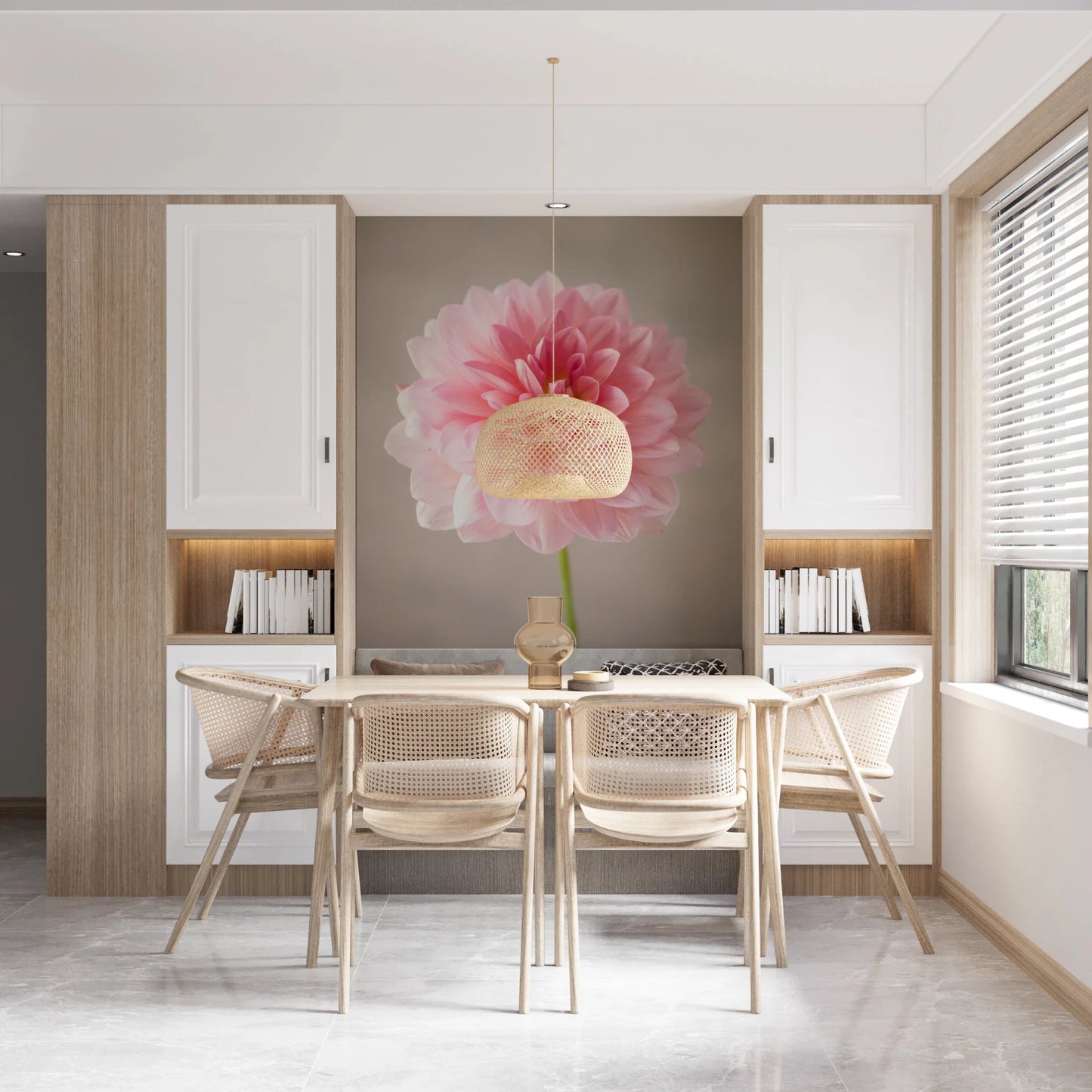 Elegant floral wall mural with Pink Dahlia bloom focus, GD8768