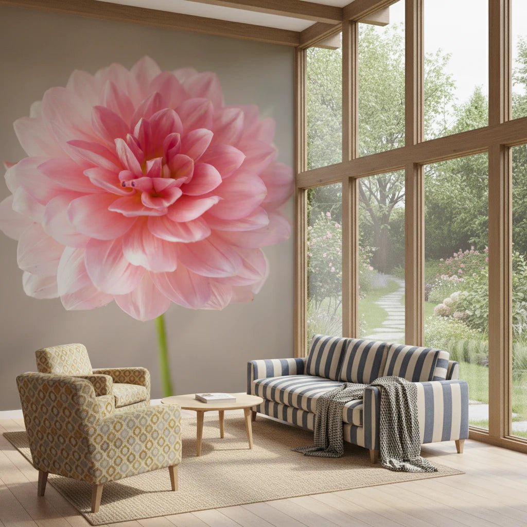 Pink Dahlia wall mural showing layered petals in soft blush, GD8768