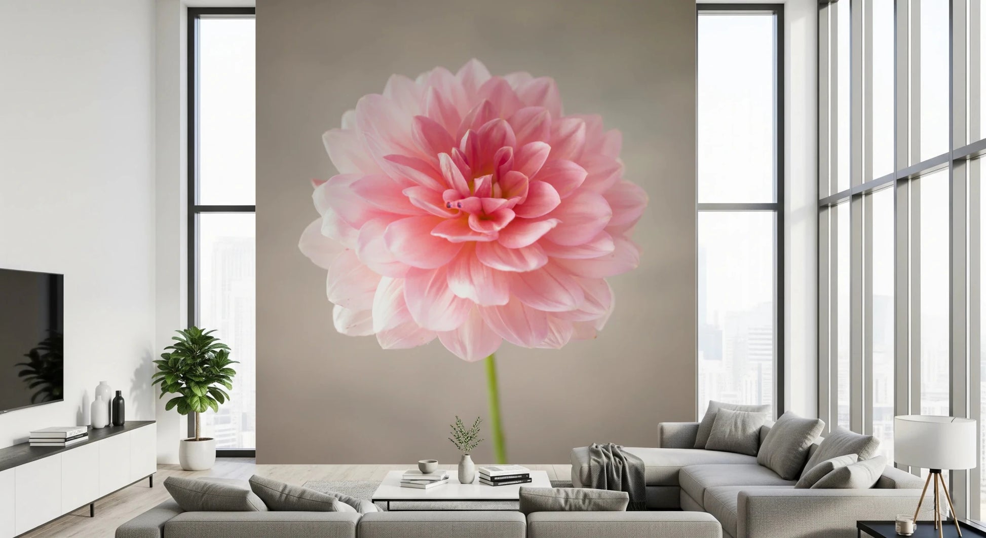 Pink Dahlia wall mural with delicate petal depth and form, GD8768