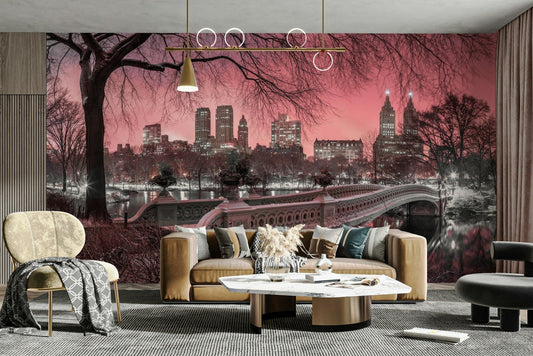 Pink Dusk over Central Park wall mural at sunset.

