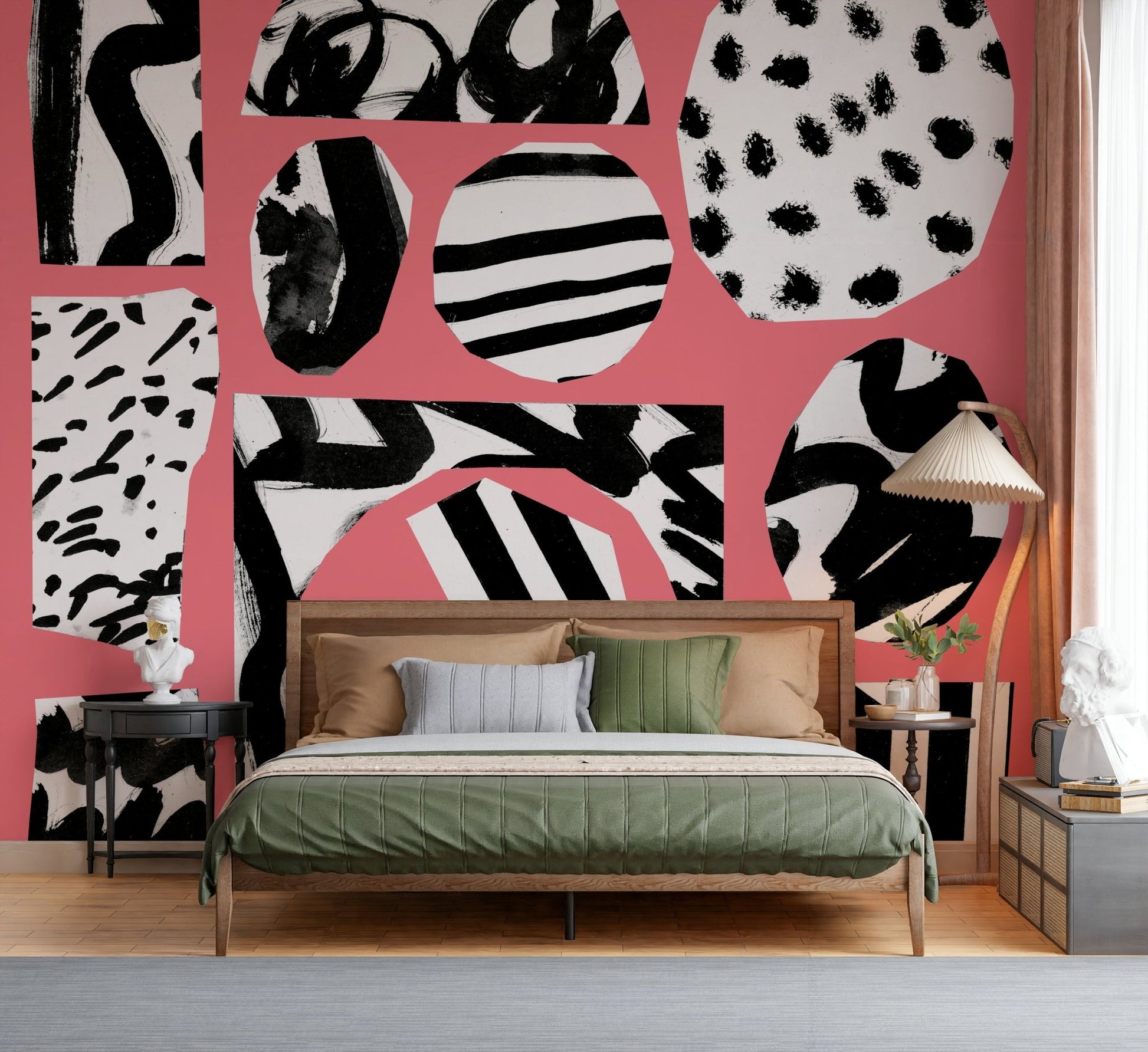 A calming tropical scene wallpaper mural that defines a space.