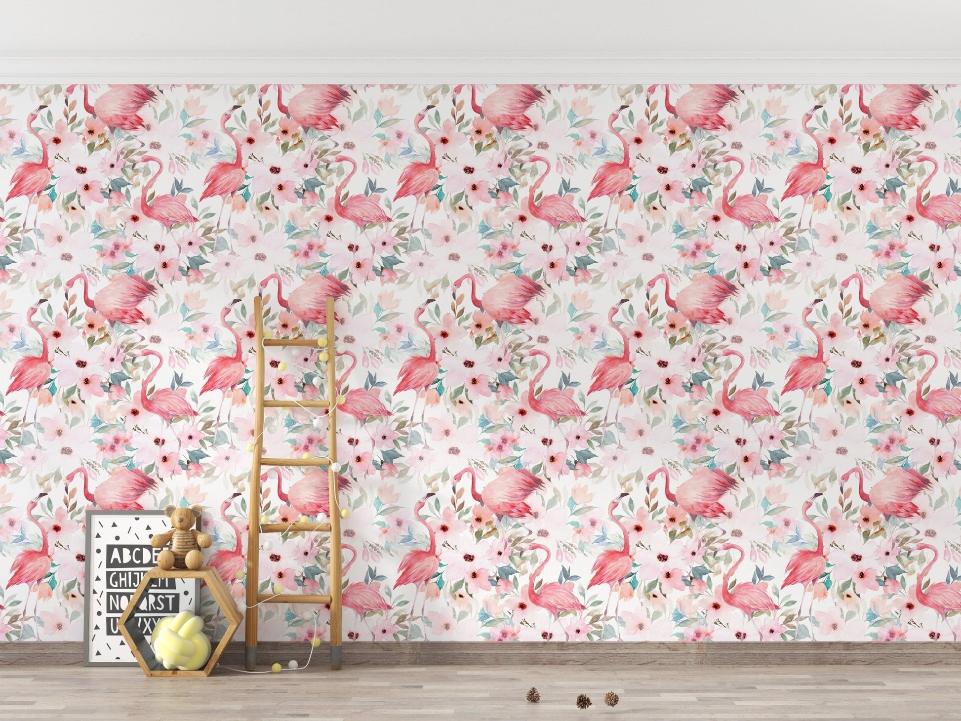 Soft pink flamingo wallpaper design
