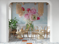 Minimalist floral design wall mural for a nursery or kids playroom.