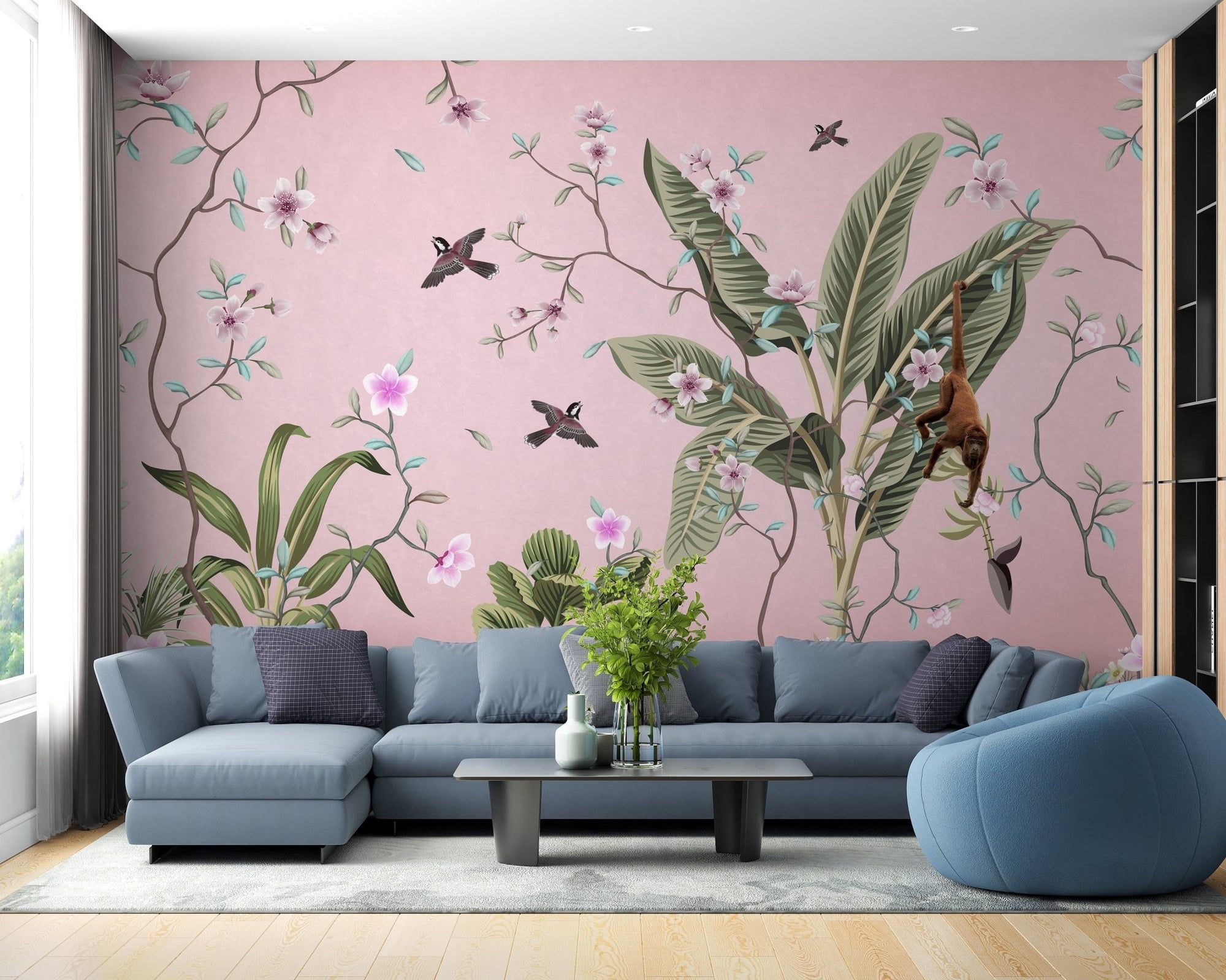 Pink Floral Peel and Stick Wallpaper A512
