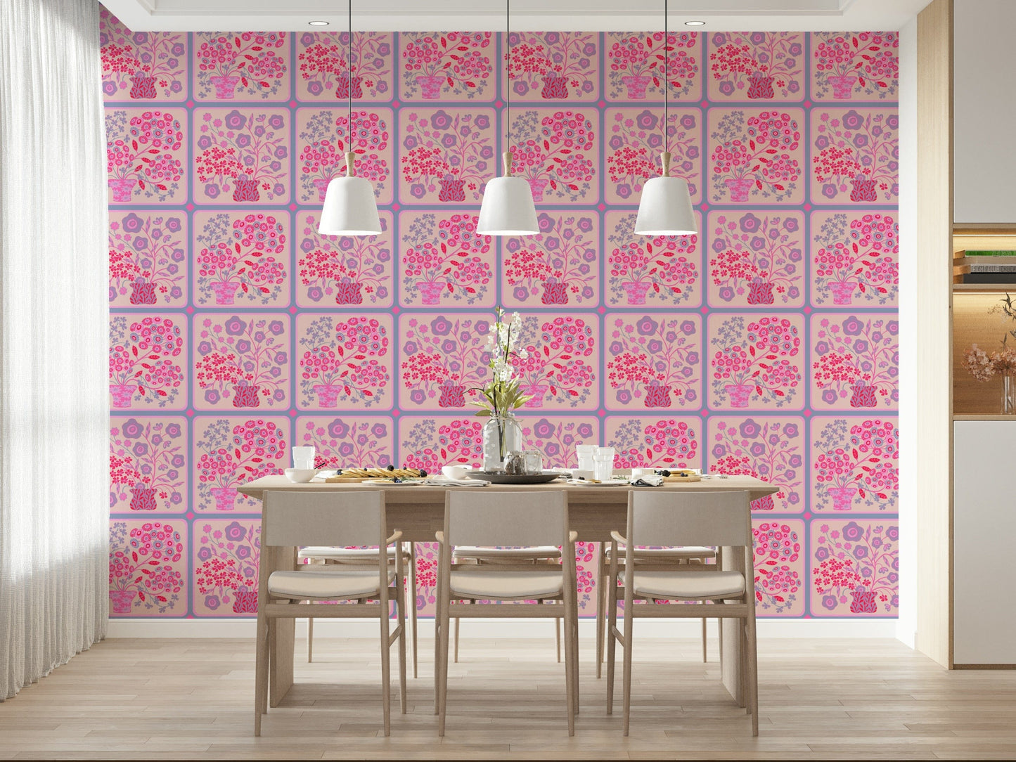 Lavender purple floral mural wallpaper mural for stylish apartment walls