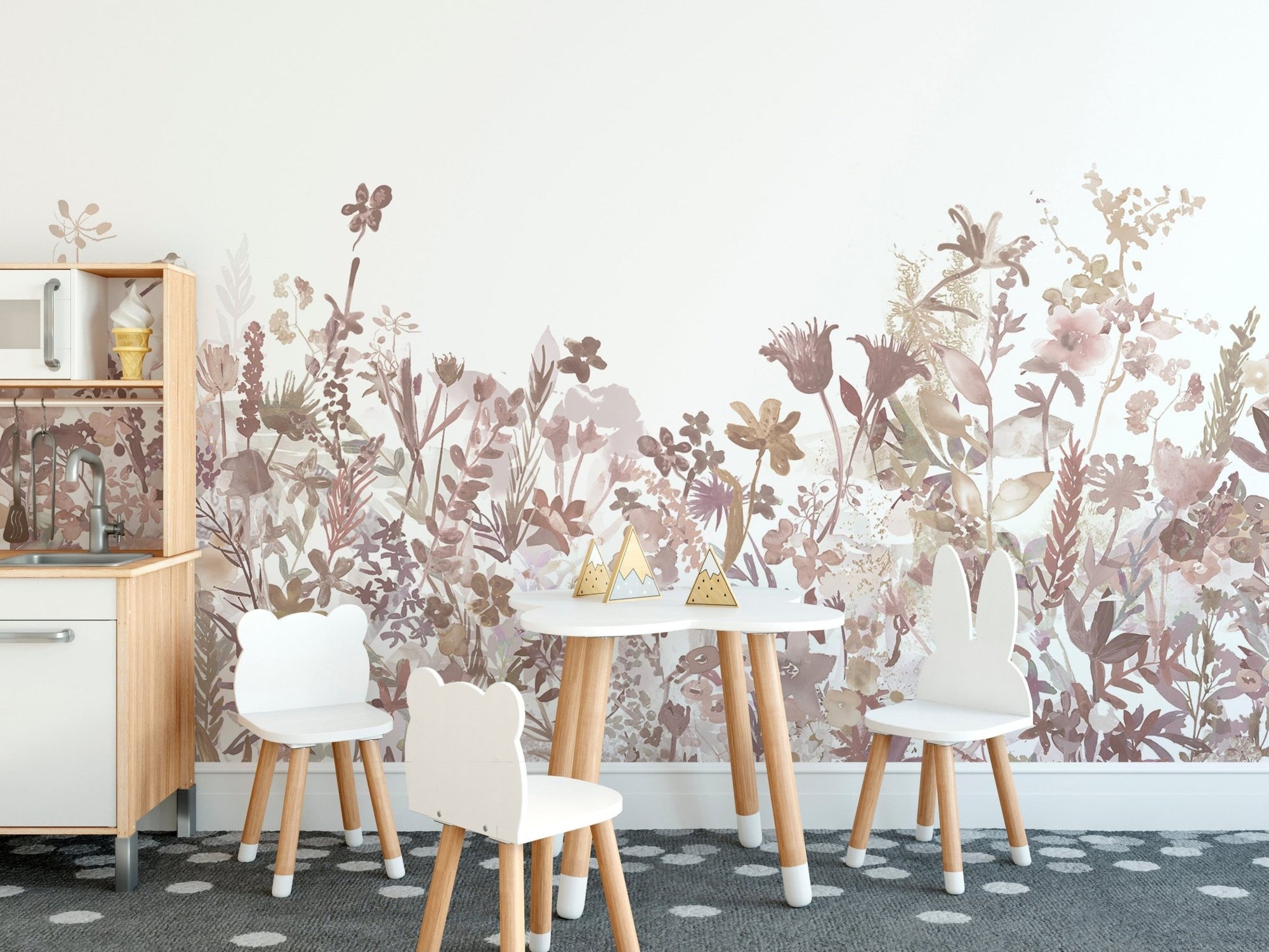 Pink Floral Wallpaper Mural, C132