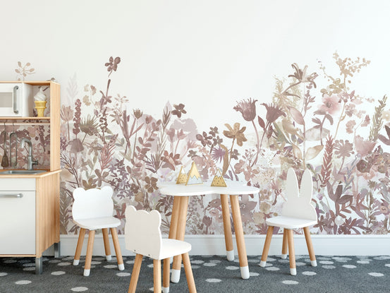 Pink Floral Wallpaper Mural, C132