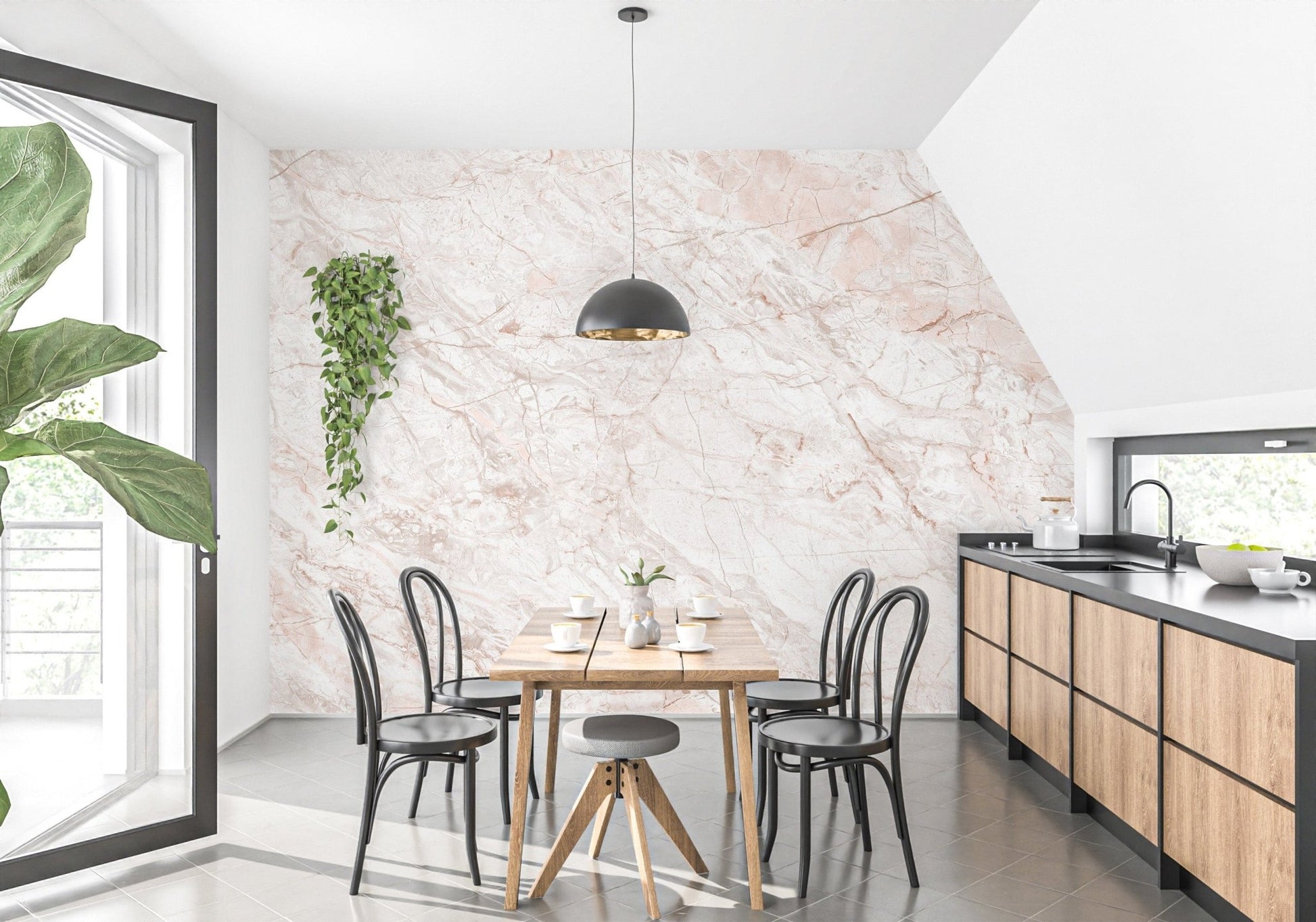 Pink Gold Marble Metallic Wallpaper Mural - Giffywalls A653