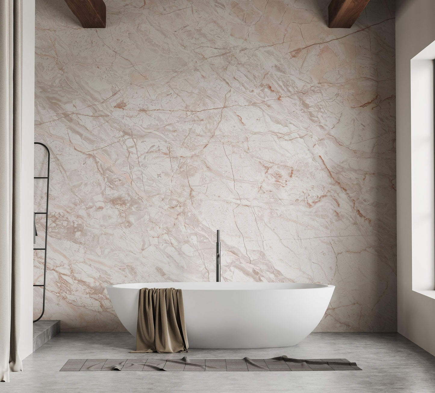 Luxurious marble effect wallpaper in pink gold A653
