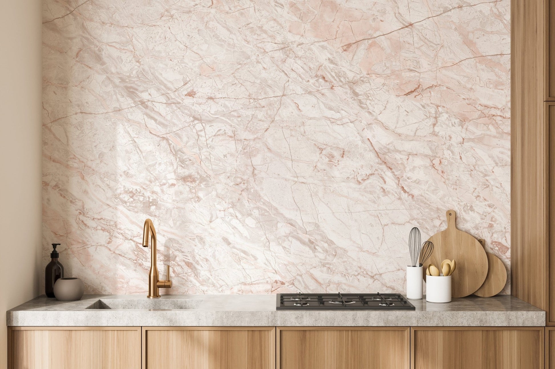 Pink Gold Marble Metallic Wallpaper Mural - Giffywalls A653