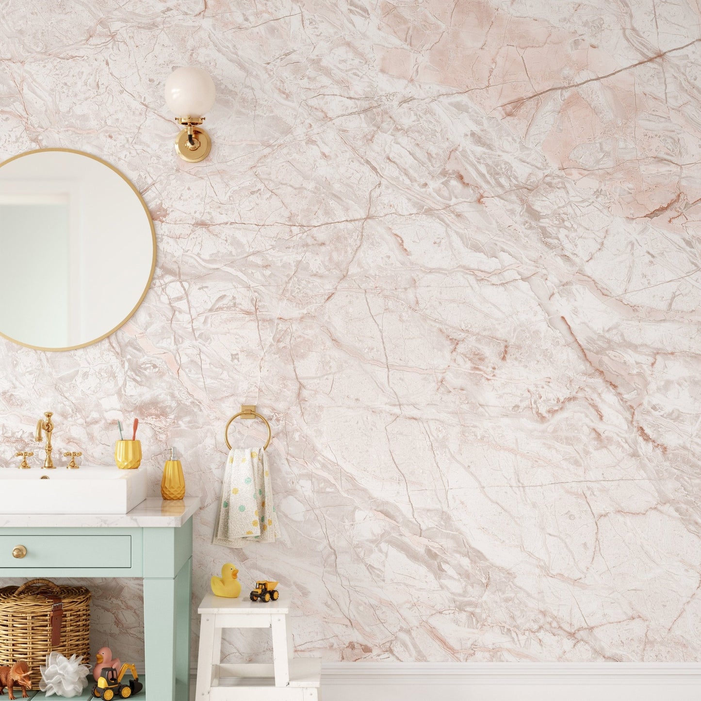 Pink Gold Marble Metallic Wallpaper Mural - Giffywalls A653