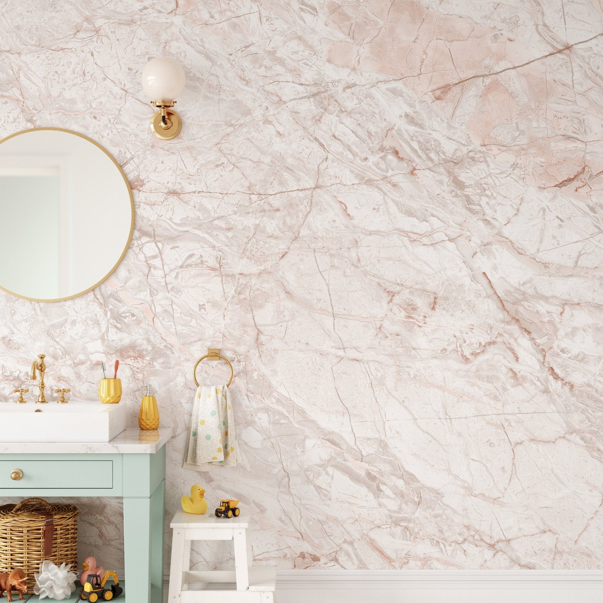 Pink Gold Marble Metallic Wallpaper Mural - Giffywalls A653
