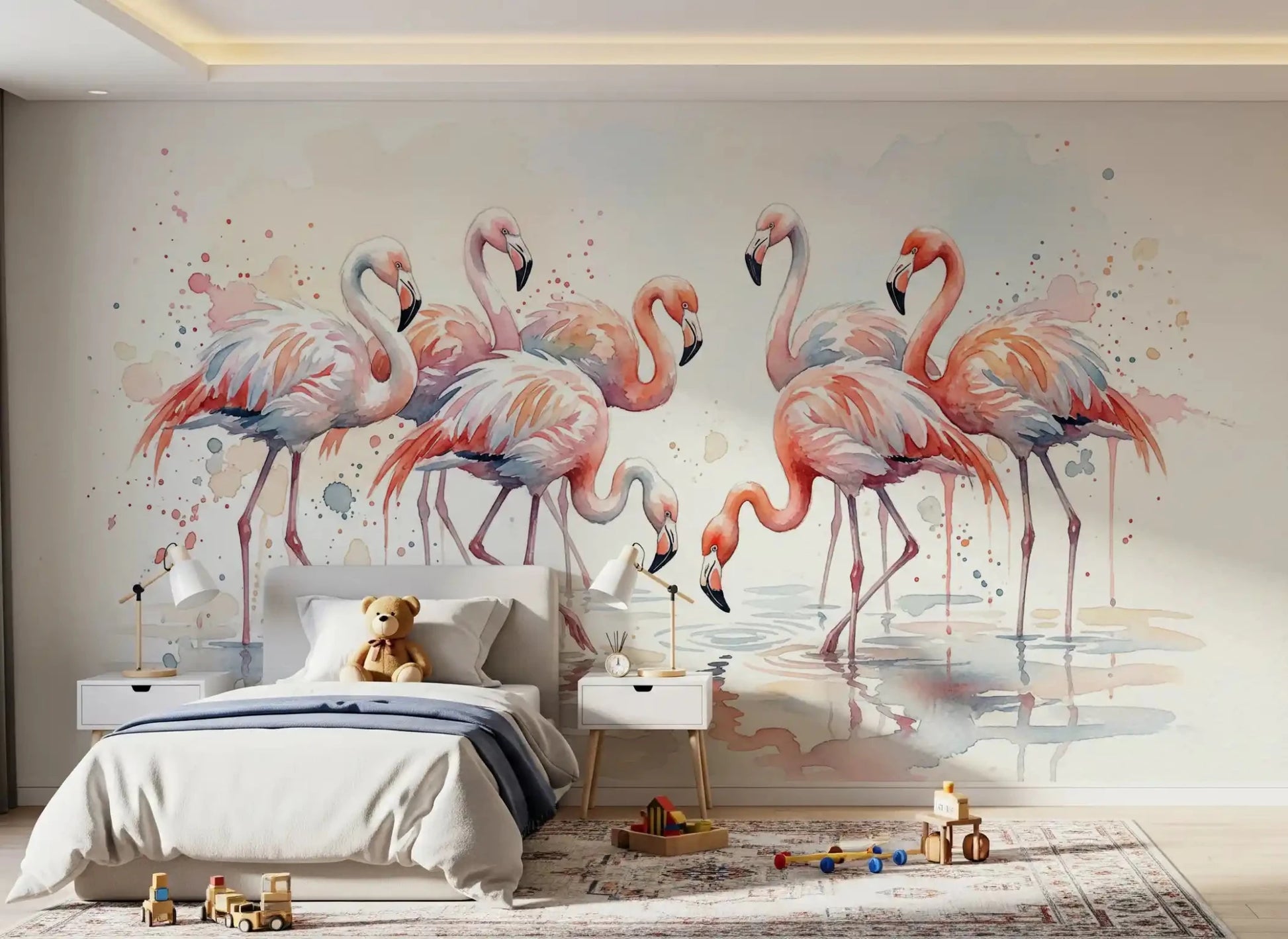 Pink Grace in Watercolors Wall Mural
