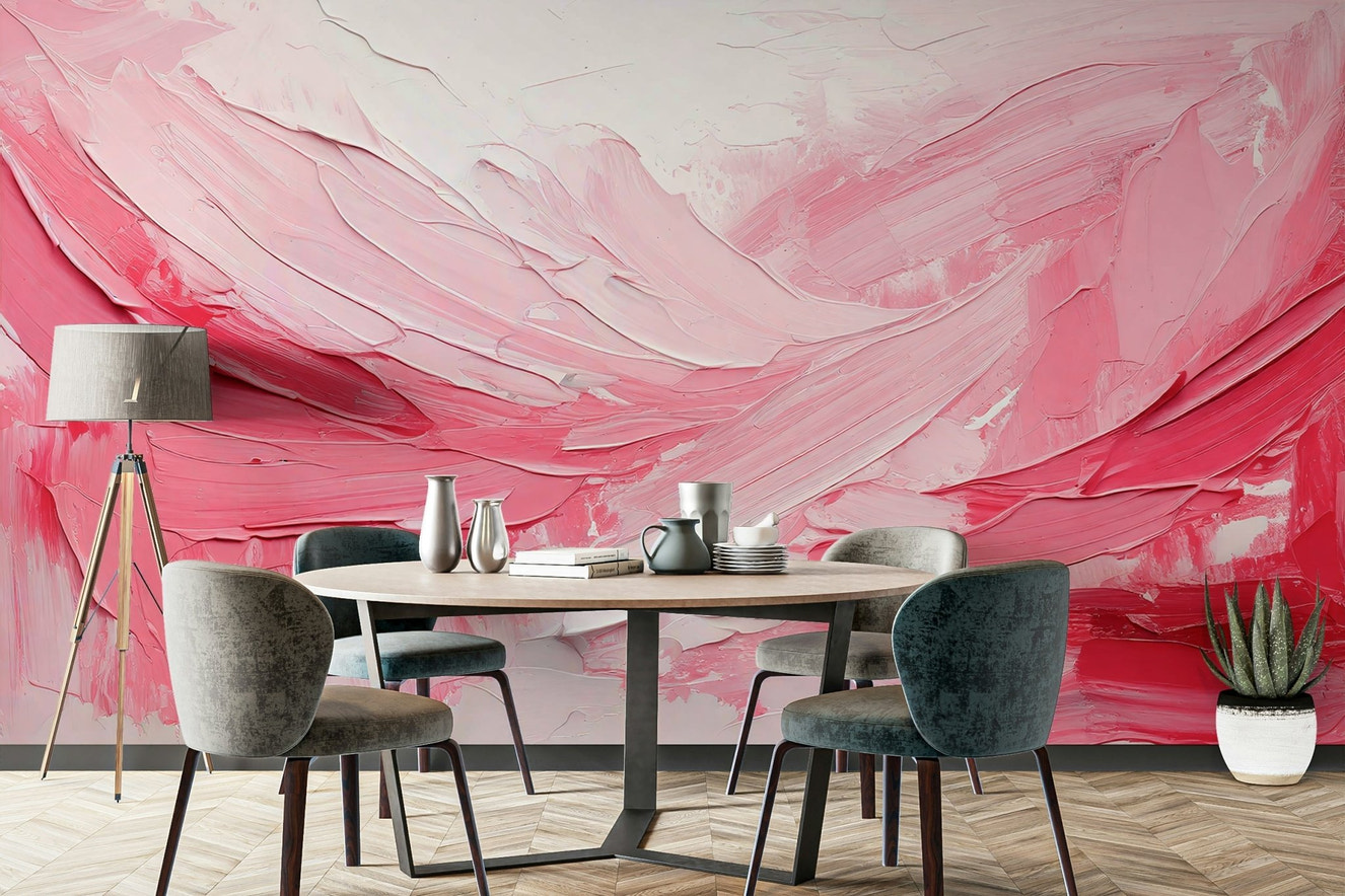 Bedroom featuring dreamy Pink Impression Wall Mural

