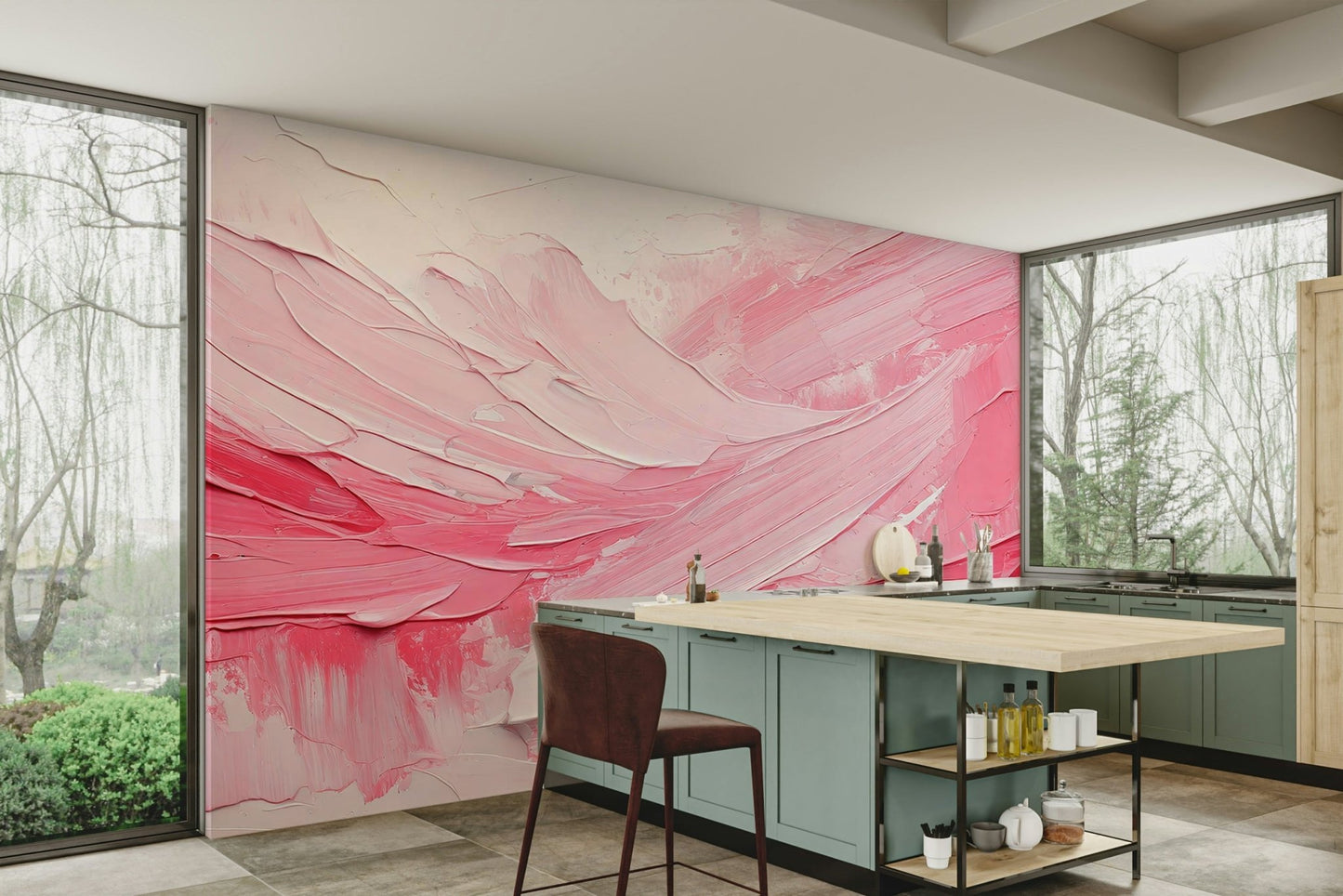 Feminine decor featuring soft Pink Impression art wall, GD2170