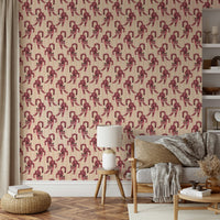 Unique pink wallpaper with tiger motifs

