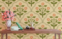 Decorative wallpaper with pink and green florals RNM55
