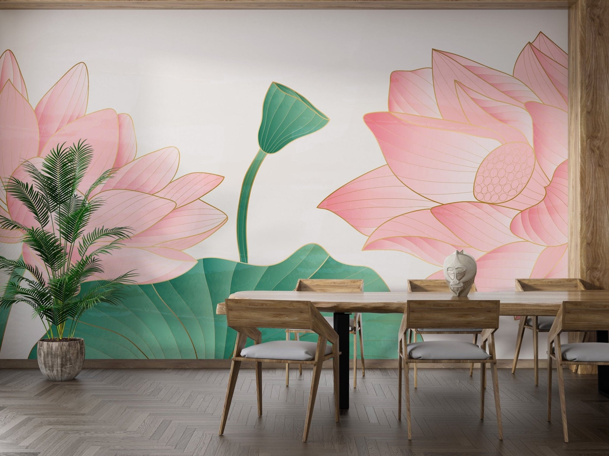 Pink and gold lotus flower wall mural
 A999