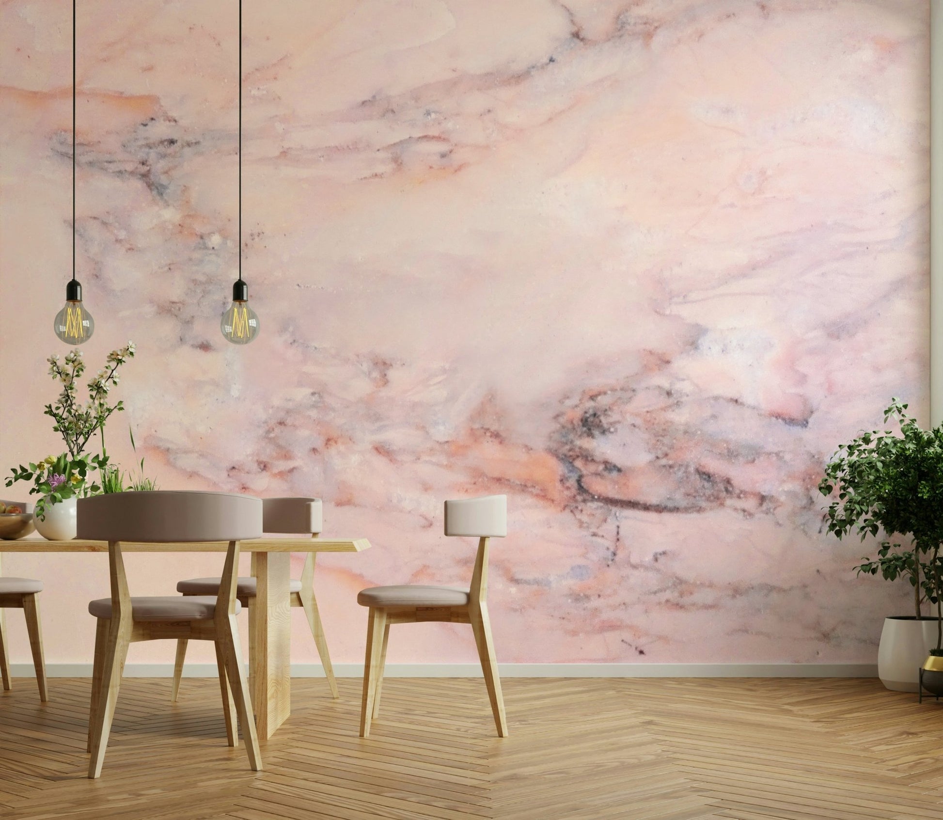 Rose gold and cream marble wallpaper

