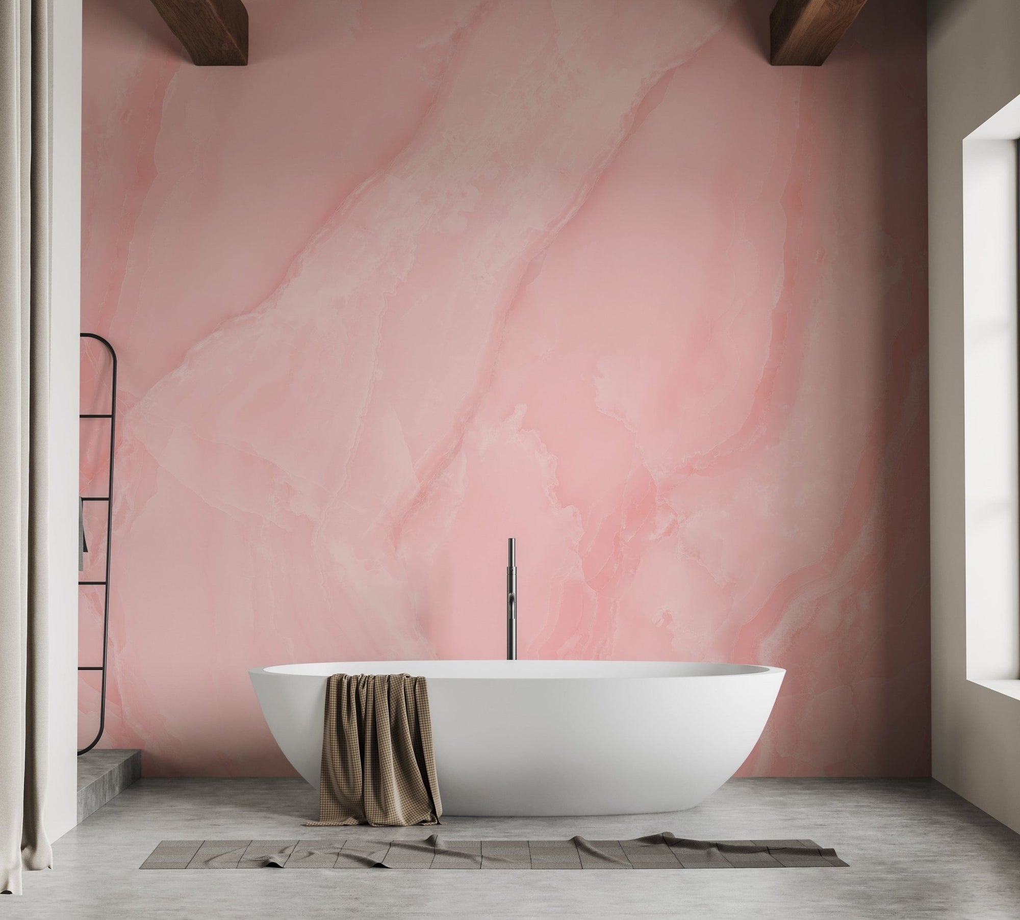 Pink marble wallpaper with elegant white veins design A787