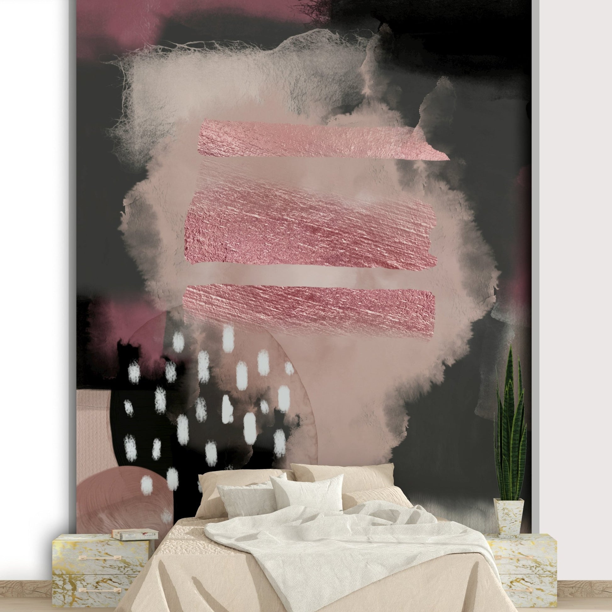 Abstract pink mural for yoga or wellness rooms


