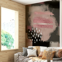 Minimalist meditation mural in blush pink

