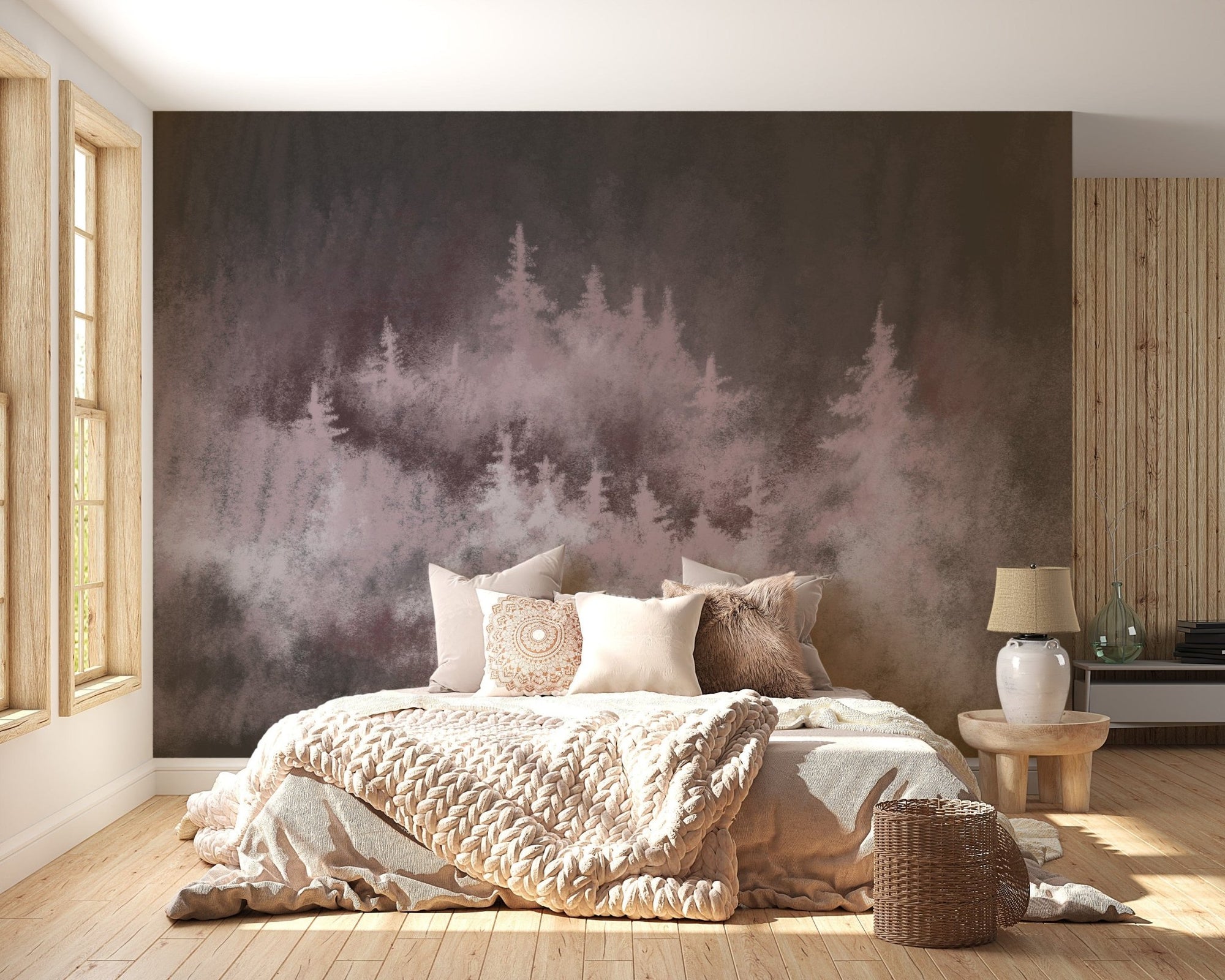 Misty spruce forest Wallpaper A714