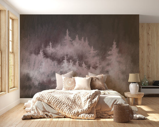 Misty spruce forest Wallpaper A714