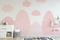 Soft pink mountain wall decor for kids' rooms or nurseries.