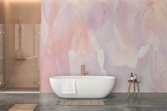 Gradient pink wallpaper mural for bathroom walls A626
