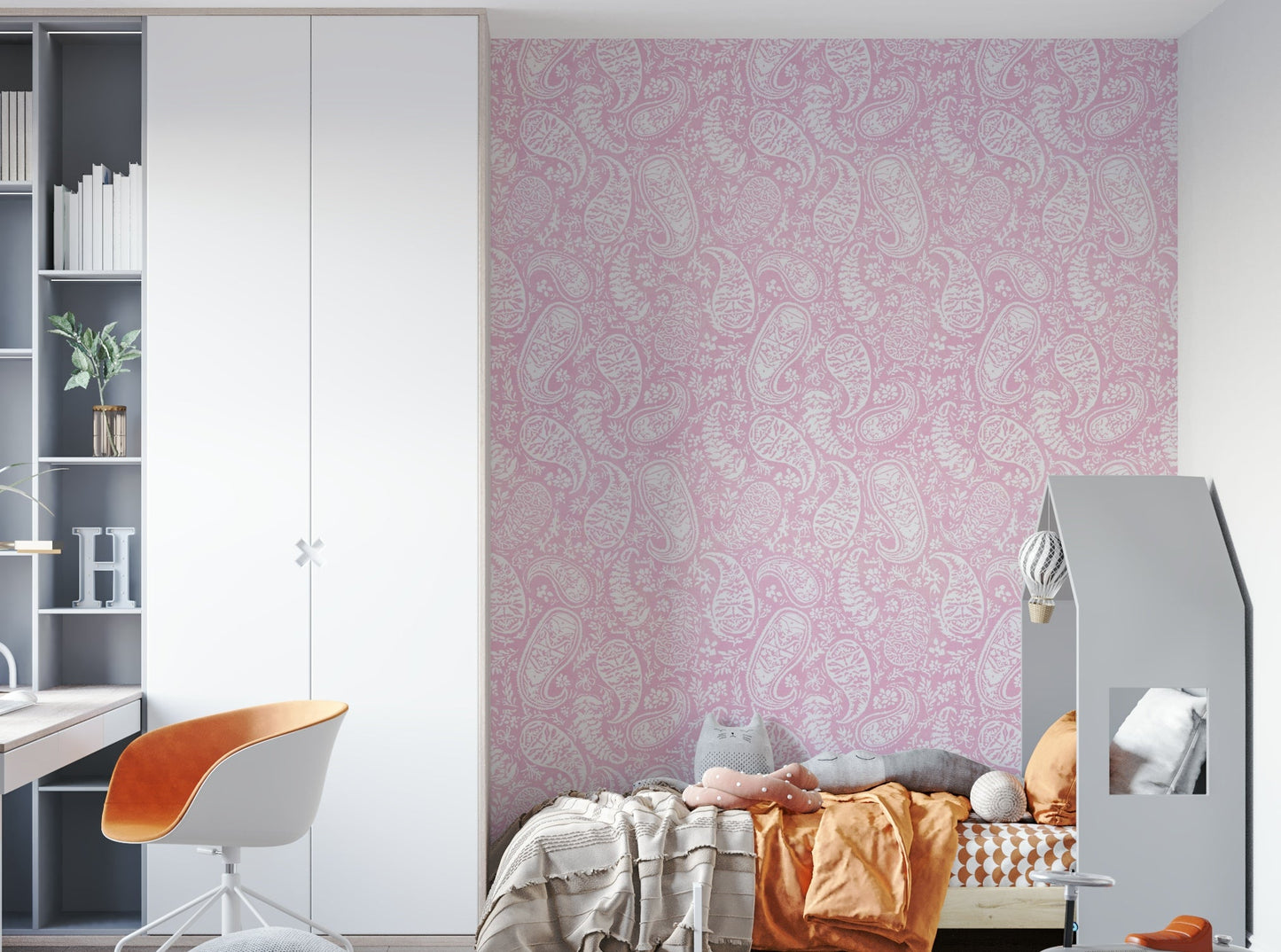 Various shades of pink.

