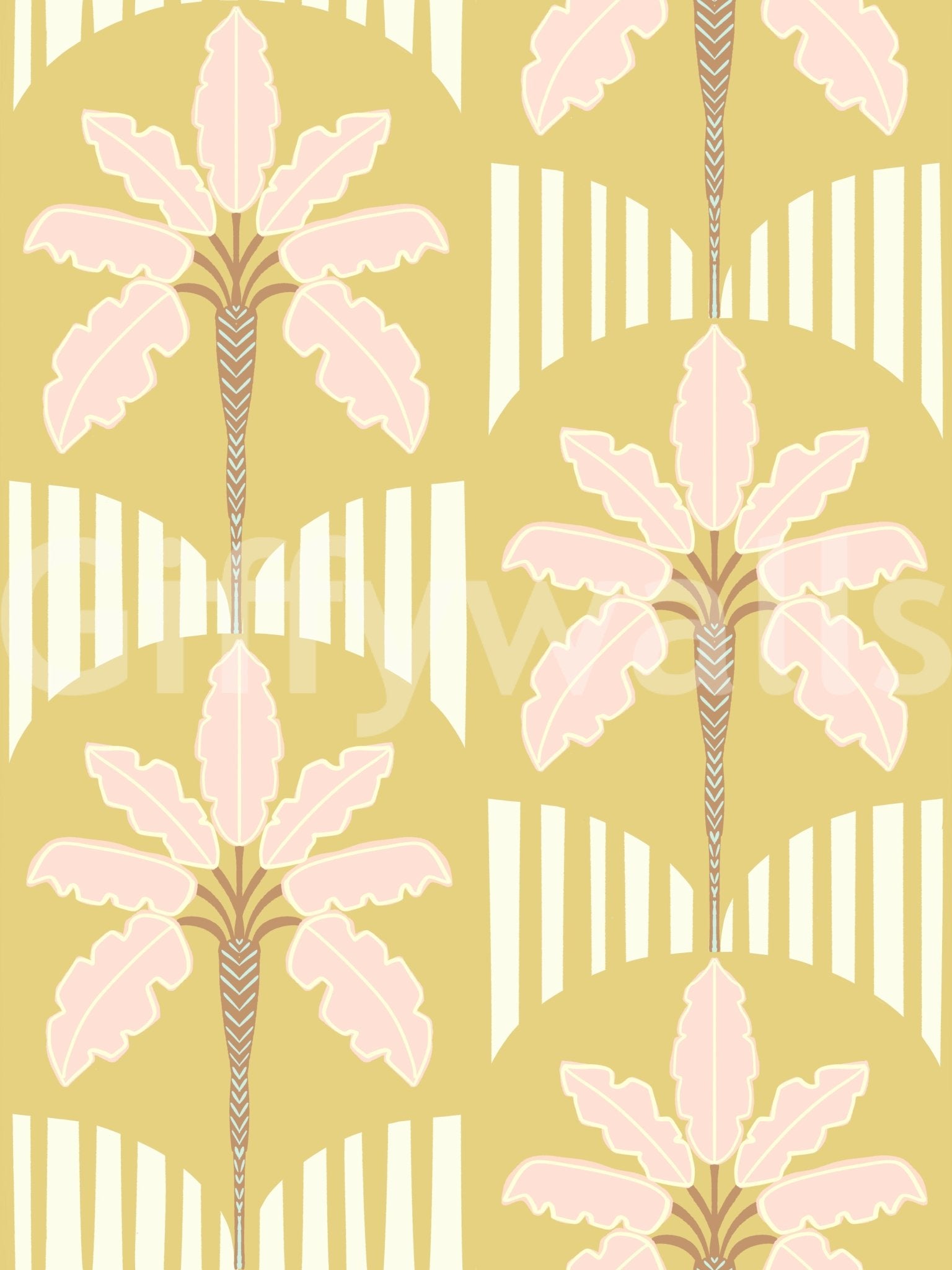Pink Palm Retro Oasis Wallpaper⁠