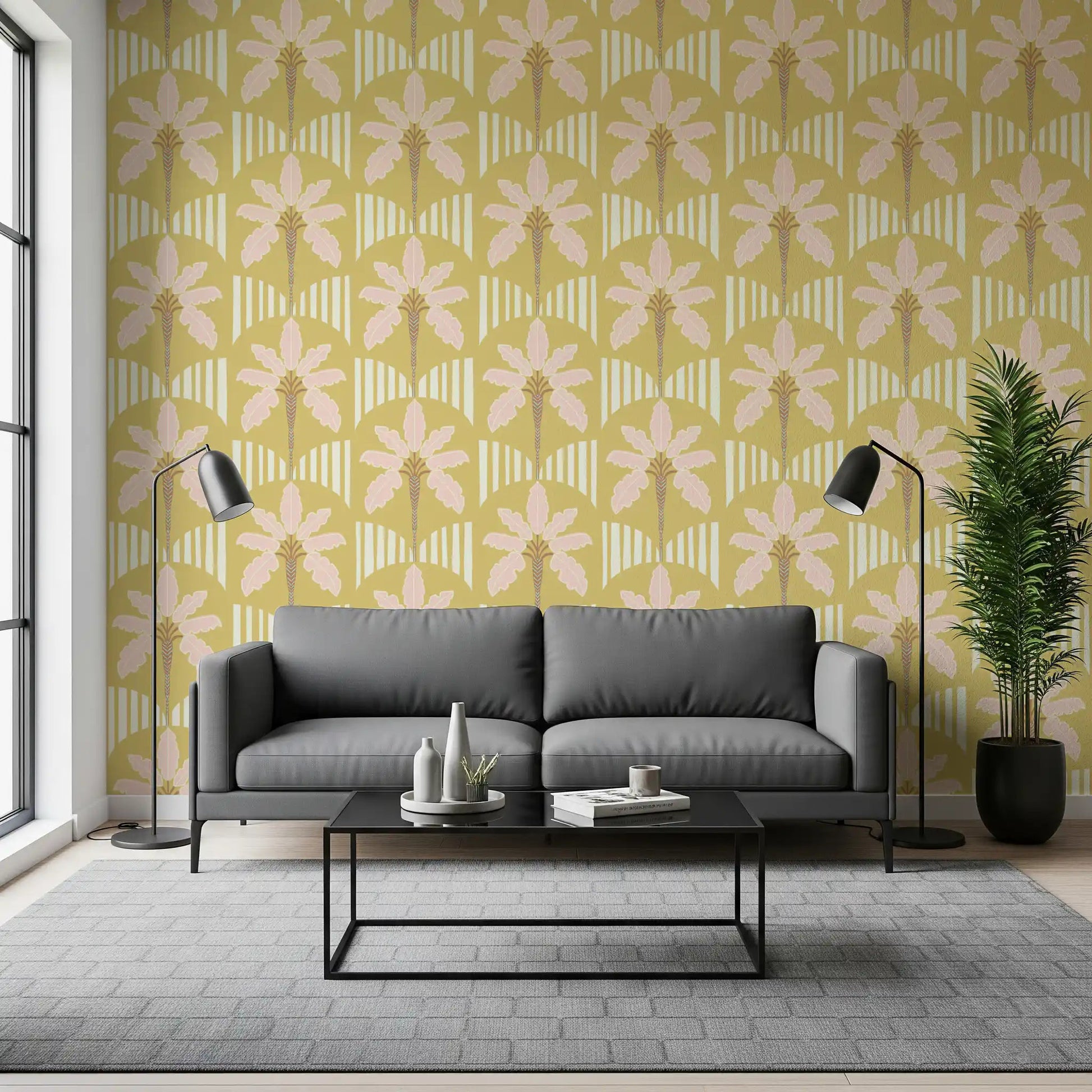 Pink Palm Retro Oasis Wallpaper⁠
