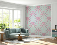 A wall mural of a peaceful botanical pattern.


