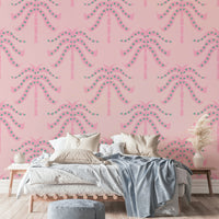 A wall mural of a peaceful botanical pattern.

