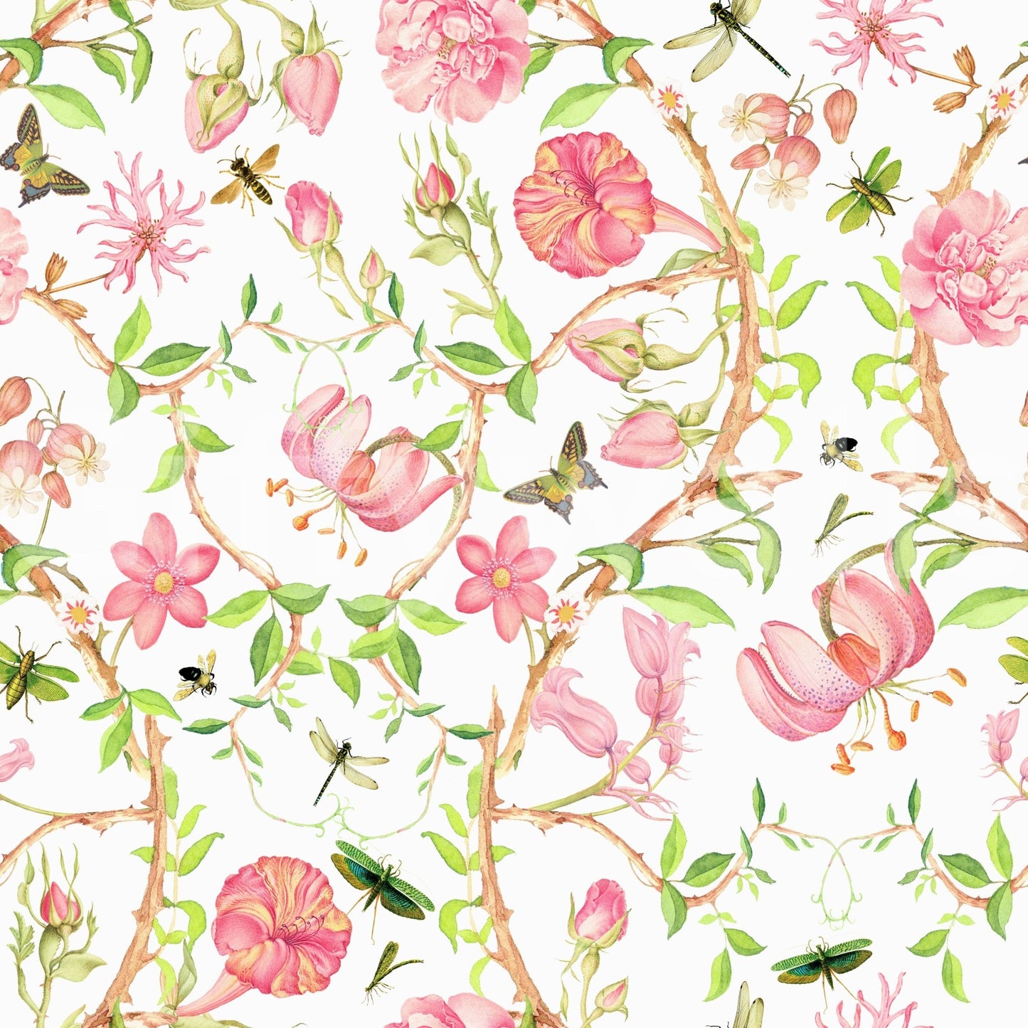 Warm floral wall design with soft shades

