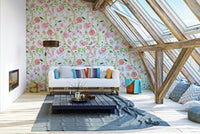 Paradise-inspired floral pattern wallpaper

