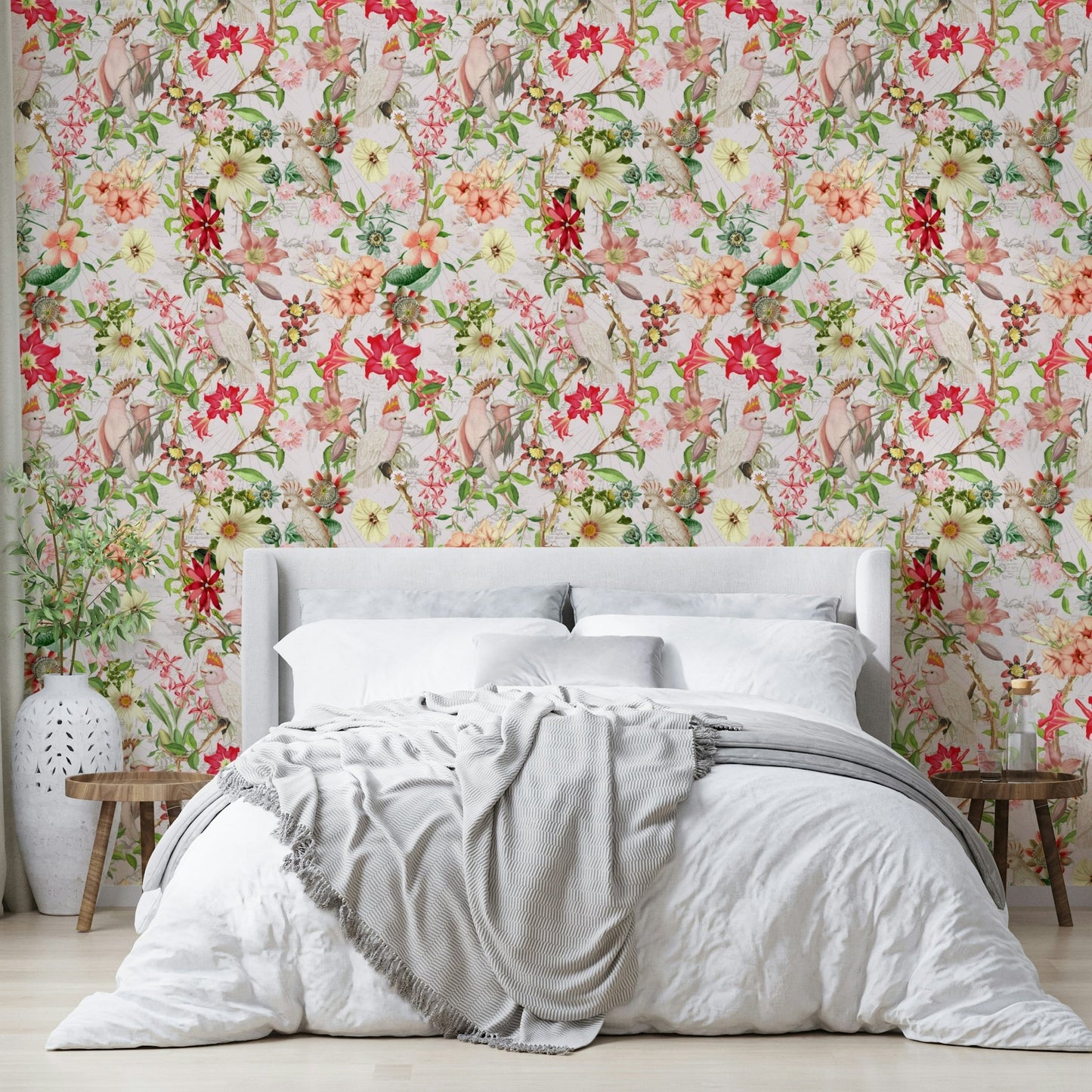Dreamy flower wallpaper in blush pink


