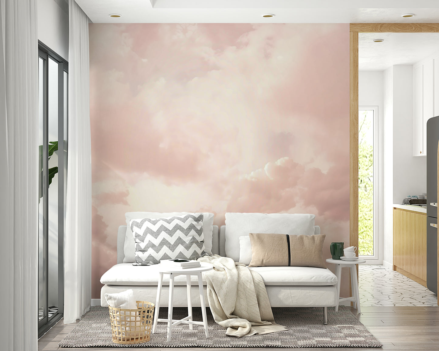 The colors are gentle and soft, with a pastel, pink and neutral palette.


