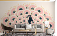 Pink Peacock Pattern Wallpaper Mural - Giffywalls
