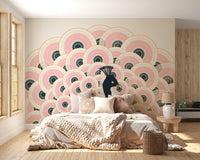 Chic peacock pattern wallpaper for bedroom walls
