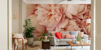 Cozy nook with delicate peony wallpaper

