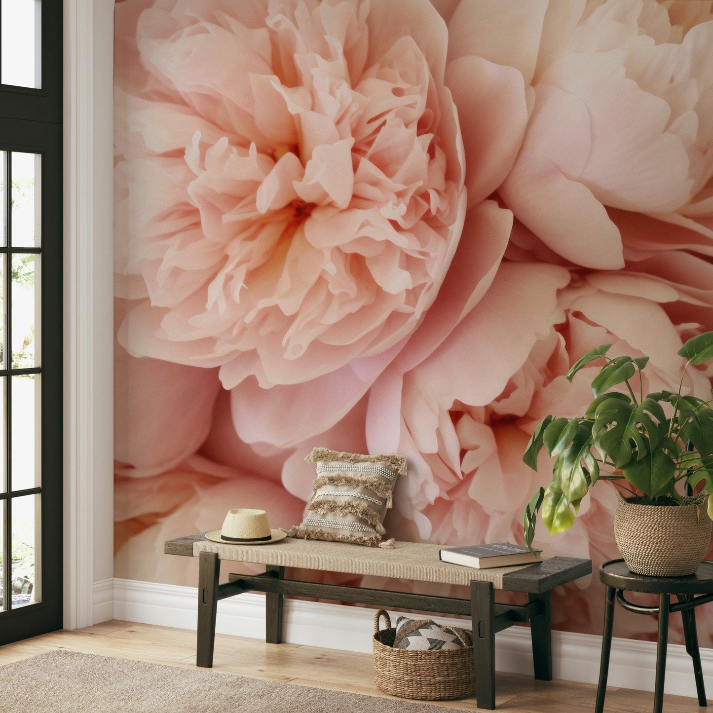 Delicate peony blossoms wallpaper design

