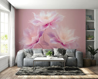 Wall mural with flowing pink flowers, GD2396