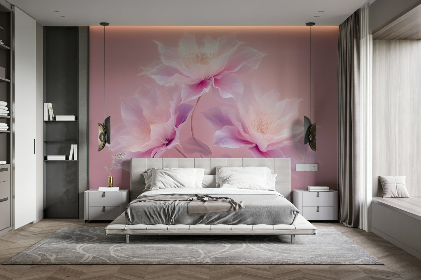 Elegant flower mural for calm spaces, GD2396