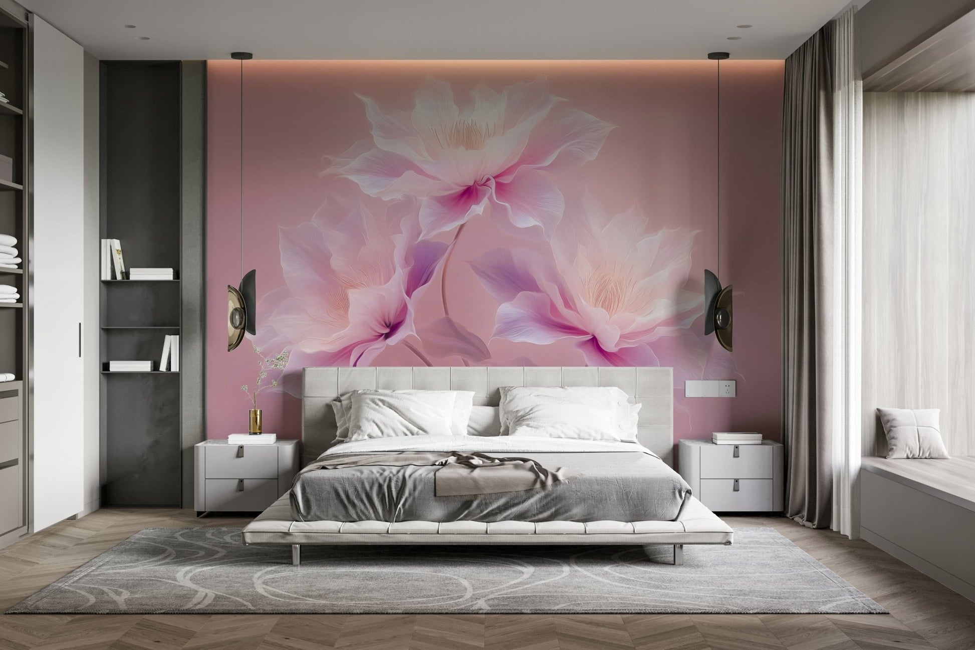 Elegant flower mural for calm spaces, GD2396